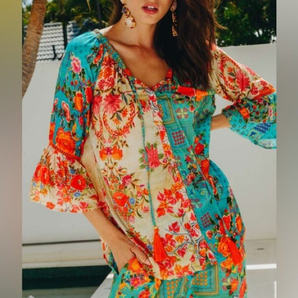 LULA SOUL Aqua Turquoise Capri Wide Leg Pants - Picture 4 of 16